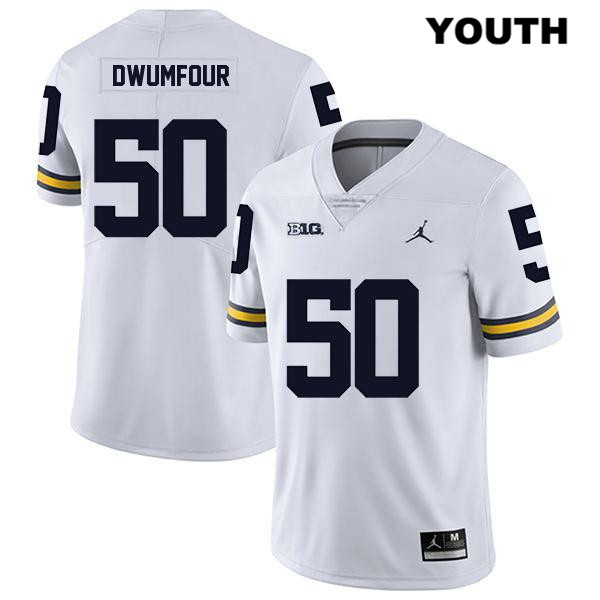 Youth NCAA Michigan Wolverines Michael Dwumfour #50 White Jordan Brand Authentic Stitched Legend Football College Jersey IW25T41CH